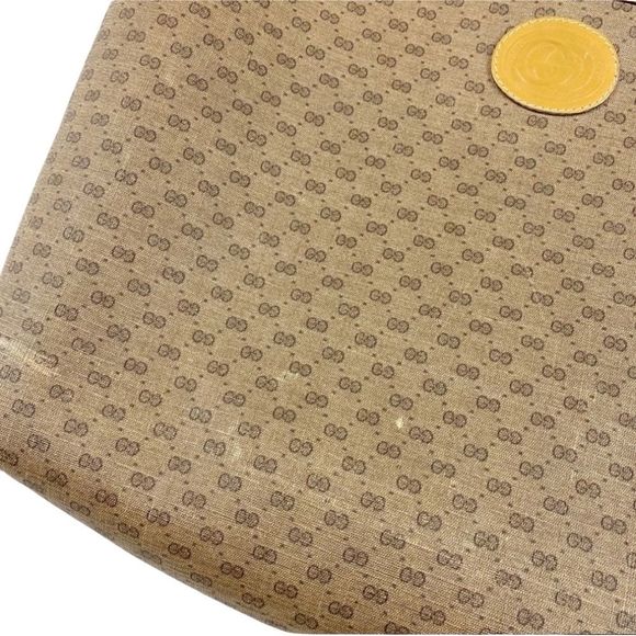 Vintage Gucci Tan Canvas Shoulder Bag - 14" x 16" x 3” - Picture 5 of 10